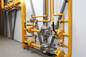 Gas main and the counter of gas in boiler-house